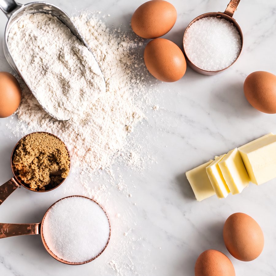 Real ingredients on a kitchen counter