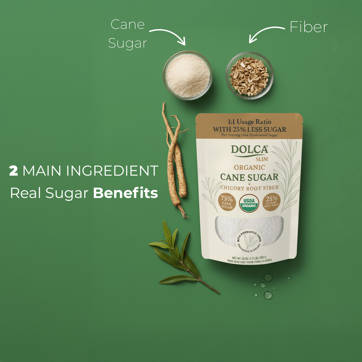 Dolca Organic Slim - Prebiotic Cane Sugar